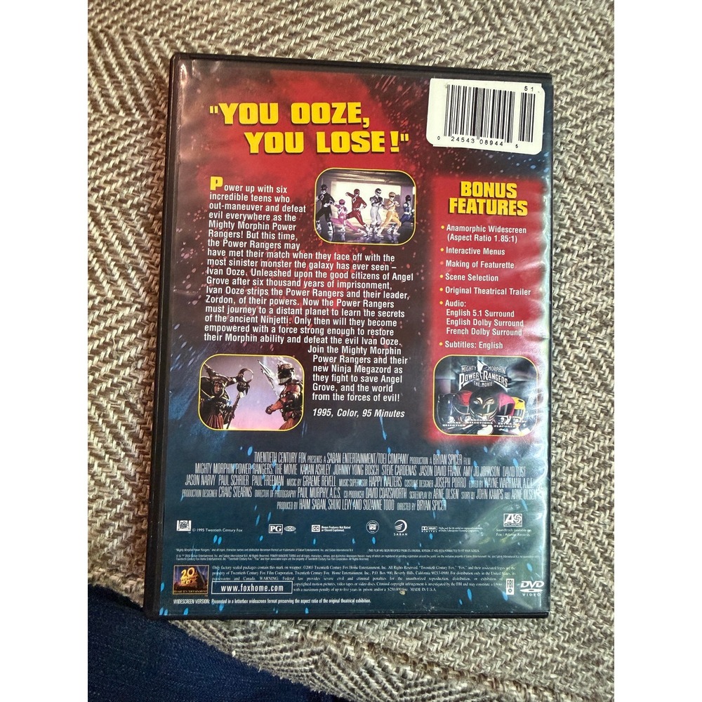 Mighty Morphin Power Rangers The Movie DVD 1995 Ivan Ooze Widescreen Action - Picture 2 of 3